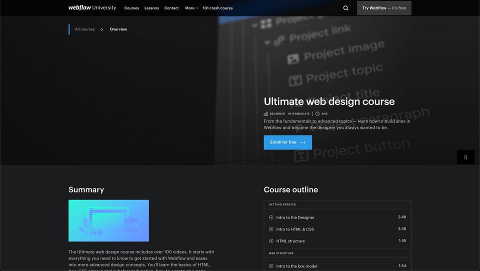 Ultimate web design course by Webflow