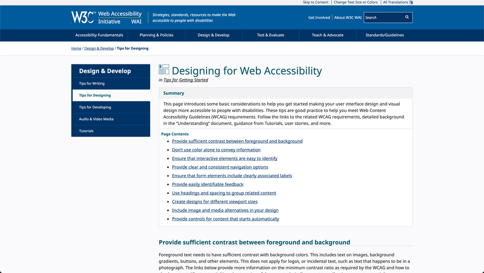 Designing for Web Accessibility website
